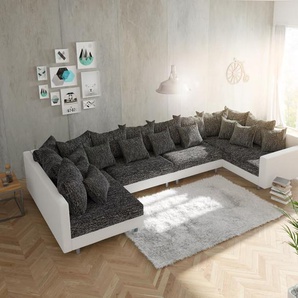 Wohnlandschaft Clovis XL Weiss Schwarz mit Armlehne modular, Design Wohnlandschaften, Couch Loft, Modulsofa, modular