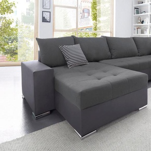 Wohnlandschaft COLLECTION AB Sofas Gr. B/H/T: 311 cm x 84 cm x 161 cm, Kunstleder SOFTLUX-Microfaser PRIMABELLE, Recamiere beidseitig montierbar, XL-mit Bettfunktion-mit Bettkasten, grau (grau, anthrazit) Polstermöbel Wohnlandschaft Wohnlandschaften Sofas