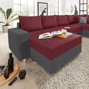 Wohnlandschaft COLLECTION AB Sofas Gr. B/H/T: 310 cm x 85 cm x 212 cm, Kunstleder SOFTLUX-Struktur, Recamiere beidseitig montierbar, ohne Bettfunktion, lila (anthrazit, lila) Wohnlandschaften Sofas mit Federkern, wahlweise Bettfunktion und Bettkasten
