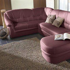Wohnlandschaft DOMO COLLECTION Montana Sofas Gr. B/H/T: 290 cm x 84 cm x 82 cm, Kunstleder SOFTLUX, Recamiere rechts, mit Bettfunktion, rot (karminrot) Wohnlandschaften wahlweise mit Bettfunktion