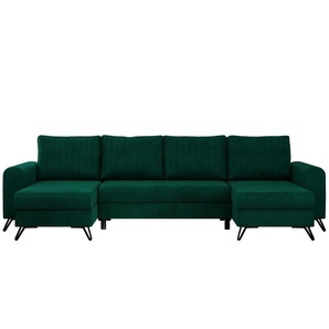 Wohnlandschaft Dunkelgrün - grün - Materialmix - 312 cm - 90 cm | Möbel Kraft