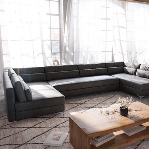 Wohnlandschaft Elio XL 400x185 cm Lederimitat Vintage Anthrazit, Wohnlandschaften