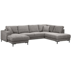 Wohnlandschaft Grau Webstoff Cieli 305 x 85 x 200cm Longchair davorstehend links Modern