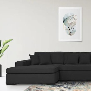 Wohnlandschaft GUIDO MARIA KRETSCHMER HOME&LIVING Skara U-Form Sofas Gr. B/H/T: 390 cm x 86 cm x 190 cm, Struktur (recyceltes Polyester), Ottomane links, grau (graphit) Wohnlandschaften