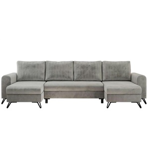 Wohnlandschaft Hellgrau ¦ silber ¦ Maße (cm): B: 312 H: 90