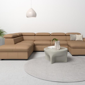 Wohnlandschaft HOME AFFAIRE Alberto U-Form, braun (cappucino), B:350cm H:73cm T:228cm, Luxus-Microfaser in Lederoptik (100% Polyester), Microfaser in Antiklederoptik (100% Polyester), Luxus-Microfaser Vintageoptik (100% Polyester), Luxus-Microfaser weich