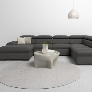 Wohnlandschaft HOME AFFAIRE Alberto U-Form, braun (mokka), B:350cm H:73cm T:228cm, Luxus-Microfaser in Lederoptik (100% Polyester), Microfaser in Antiklederoptik (100% Polyester), Luxus-Microfaser Vintageoptik (100% Polyester), Luxus-Microfaser weich