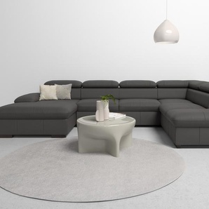 Wohnlandschaft HOME AFFAIRE Alberto U-Form, braun (mokka), B:350cm H:73cm T:228cm, Luxus-Microfaser in Lederoptik (100% Polyester), Microfaser in Antiklederoptik (100% Polyester), Luxus-Microfaser Vintageoptik (100% Polyester), Luxus-Microfaser weich