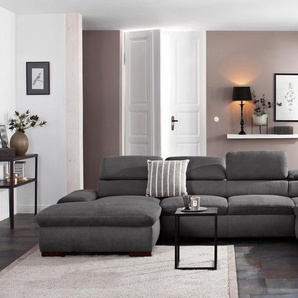 Wohnlandschaft HOME AFFAIRE Alberto U-Form, grau (anthrazit), B:350cm H:73cm T:228cm, 100% Polyester, Microfaser in Antiklederoptik (100% Polyester), Luxus-Microfaser Vintageoptik (100% Polyester), Luxus-Microfaser weich (90%Polyester 10%Polyamid), Sofas,