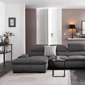 Wohnlandschaft HOME AFFAIRE Alberto U-Form, grau (anthrazit), B:350cm H:73cm T:228cm, 100% Polyester, Microfaser in Antiklederoptik (100% Polyester), Luxus-Microfaser Vintageoptik (100% Polyester), Luxus-Microfaser weich (90%Polyester 10%Polyamid), Sofas,