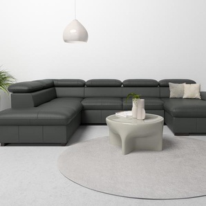 Wohnlandschaft HOME AFFAIRE Alberto U-Form, grau (anthrazit), B:350cm H:73cm T:228cm, Luxus-Microfaser in Lederoptik (100% Polyester), Microfaser in Antiklederoptik (100% Polyester), Luxus-Microfaser Vintageoptik (100% Polyester), Luxus-Microfaser weich