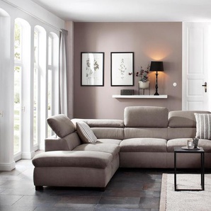 Wohnlandschaft HOME AFFAIRE Alberto U-Form, grau, B:350cm H:73cm T:228cm, 100% Polyester, Microfaser in Antiklederoptik (100% Polyester), Luxus-Microfaser Vintageoptik (100% Polyester), Luxus-Microfaser weich (90%Polyester 10%Polyamid), Sofas, mit