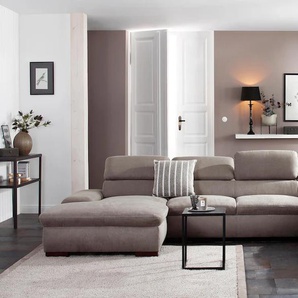 Wohnlandschaft HOME AFFAIRE Alberto U-Form, grau, B:350cm H:73cm T:228cm, 100% Polyester, Microfaser in Antiklederoptik (100% Polyester), Luxus-Microfaser Vintageoptik (100% Polyester), Luxus-Microfaser weich (90%Polyester 10%Polyamid), Sofas, mit