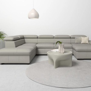 Wohnlandschaft HOME AFFAIRE Alberto U-Form, grau (hellgrau), B:350cm H:73cm T:228cm, Luxus-Microfaser in Lederoptik (100% Polyester), Microfaser in Antiklederoptik (100% Polyester), Luxus-Microfaser Vintageoptik (100% Polyester), Luxus-Microfaser weich