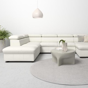 Wohnlandschaft HOME AFFAIRE Alberto U-Form, weiß (altweiß), B:350cm H:73cm T:228cm, Luxus-Microfaser in Lederoptik (100% Polyester), Microfaser in Antiklederoptik (100% Polyester), Luxus-Microfaser Vintageoptik (100% Polyester), Luxus-Microfaser weich