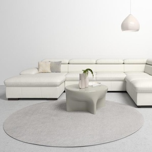 Wohnlandschaft HOME AFFAIRE Alberto U-Form, weiß (altweiß), B:350cm H:73cm T:228cm, Luxus-Microfaser in Lederoptik (100% Polyester), Microfaser in Antiklederoptik (100% Polyester), Luxus-Microfaser Vintageoptik (100% Polyester), Luxus-Microfaser weich