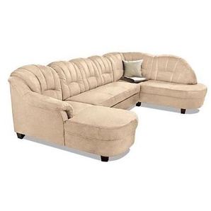 Wohnlandschaft HOME AFFAIRE Budapest Sofas Gr. B/H/T: 288 cm x 84 cm x 80 cm, Microfaser, Ottomane rechts, ohne Bettfunktion, beige (natur) Wohnlandschaften Sofas wahlweise mit Bettfunktion