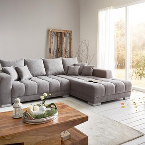 Ecksofa Josea 300x220 cm Mikrofaser Steingrau Recamiere rechts, Ecksofas