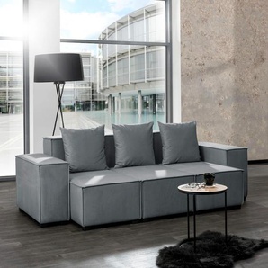 Wohnlandschaft MAX WINZER MOVE Sofas Gr. B/H/T: 240 cm x 78 cm x 120 cm, Flachgewebe 16525, grau Wohnlandschaften Sofa-Set 02 aus 8 Sitz-Elementen, inklusive 3 Zierkissen, kombinierbar