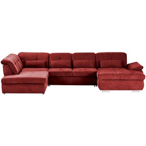 Wohnlandschaft mit Funktion  Perry ¦ rot ¦ Maße (cm): B: 374 H: 100 T: 195.0