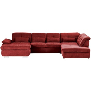 Wohnlandschaft mit Funktion  Perry ¦ rot ¦ Maße (cm): B: 374 H: 100 T: 260.0