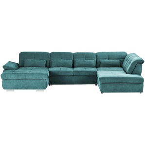 Wohnlandschaft mit Funktion  Perry ¦ türkis/petrol ¦ Maße (cm): B: 374