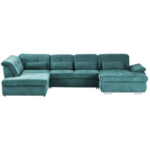 Wohnlandschaft mit Funktion - türkis/petrol - Materialmix - 374 cm - 100 cm - cm 195,0 | Möbel Kraft