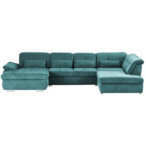 Wohnlandschaft mit Funktion - türkis/petrol - Materialmix - 374 cm - 100 cm - cm 260,0 | Möbel Kraft