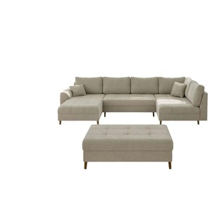 S-STYLE Wohnlandschaft mit Hocker Lars ¦ beige ¦ Maße (cm): B: 310 H: 81