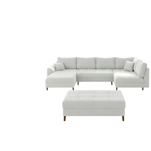 Wohnlandschaft mit Hocker  Lars ¦ weiß ¦ Maße (cm): B: 310 H: 81