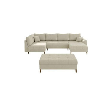 S-STYLE Wohnlandschaft mit Hocker Maya ¦ beige ¦ Maße (cm): B: 310 H: 81