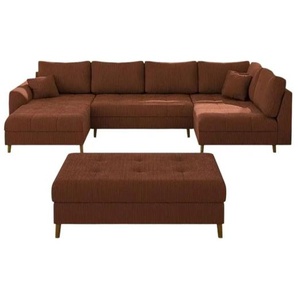 S-STYLE Wohnlandschaft mit Hocker  Maya ¦ rot ¦ Maße (cm): B: 310 H: 81