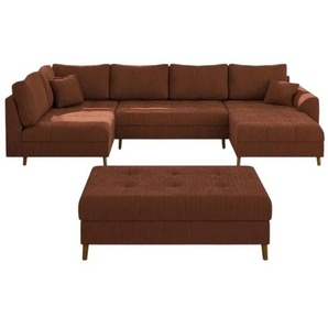 Wohnlandschaft mit Hocker | rot | 310 cm | 81 cm |