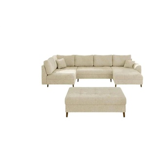 Wohnlandschaft mit Hocker  Trygve ¦ beige ¦ Maße (cm): B: 310 H: 81