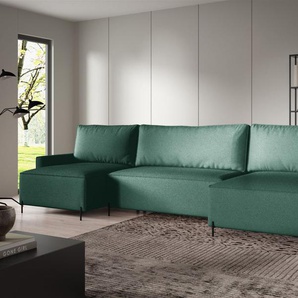 Wohnlandschaft mit Schlaffunktion BRAGA Sofa U-Form Stoff Now or Never Grün
