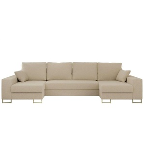 Wohnlandschaft mit Schlaffunktion Dorain ¦ beige ¦ Maße (cm): B: 312 H: 95