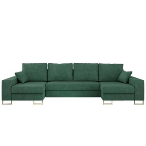 Wohnlandschaft mit Schlaffunktion Dorain ¦ grün ¦ Maße (cm): B: 312 H: 95