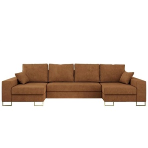 Wohnlandschaft mit Schlaffunktion Dorain ¦ orange ¦ Maße (cm): B: 312 H: 95