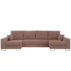 Wohnlandschaft mit Schlaffunktion Dorain ¦ rosa/pink ¦ Maße (cm): B: 312 H: 95