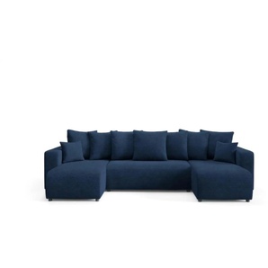 Wohnlandschaft mit Schlaffunktion Evora - blau - Materialmix - 318 cm - 88 cm | Möbel Kraft