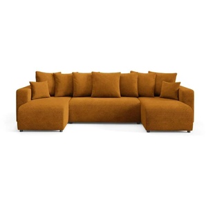 Wohnlandschaft mit Schlaffunktion Evora - gelb - Materialmix - 318 cm - 88 cm | Möbel Kraft