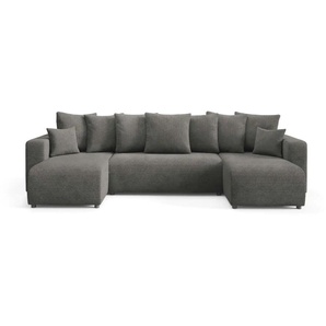Wohnlandschaft mit Schlaffunktion Evora - grau - Materialmix - 318 cm - 88 cm | Möbel Kraft