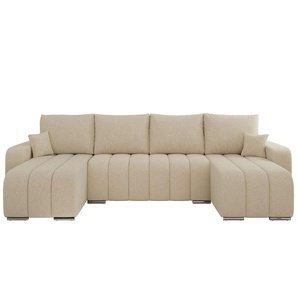 Wohnlandschaft mit Schlaffunktion Kirasso ¦ beige ¦ Maße (cm): B: 320 H: 86