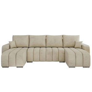 Wohnlandschaft mit Schlaffunktion Kirasso ¦ beige ¦ Maße (cm): B: 320 H: 86