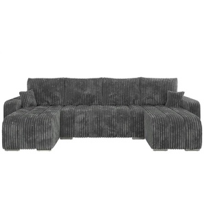 Wohnlandschaft mit Schlaffunktion Kirasso ¦ grau ¦ Maße (cm): B: 320 H: 86