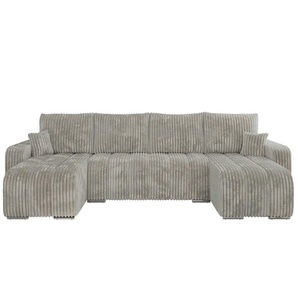 Wohnlandschaft mit Schlaffunktion Kirasso ¦ grau ¦ Maße (cm): B: 320 H: 86