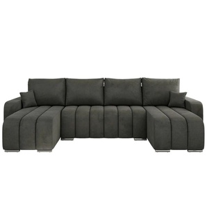 Wohnlandschaft mit Schlaffunktion Kirasso ¦ grau ¦ Maße (cm): B: 320 H: 86