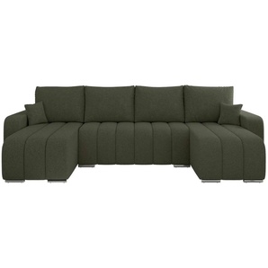 Wohnlandschaft mit Schlaffunktion Kirasso ¦ grün ¦ Maße (cm): B: 320 H: 86