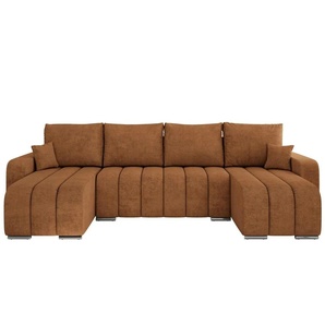 Wohnlandschaft mit Schlaffunktion Kirasso ¦ orange ¦ Maße (cm): B: 320 H: 86