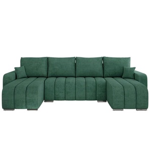 Wohnlandschaft mit Schlaffunktion Kirasso ¦ türkis/petrol ¦ Maße (cm): B: 320 H: 86